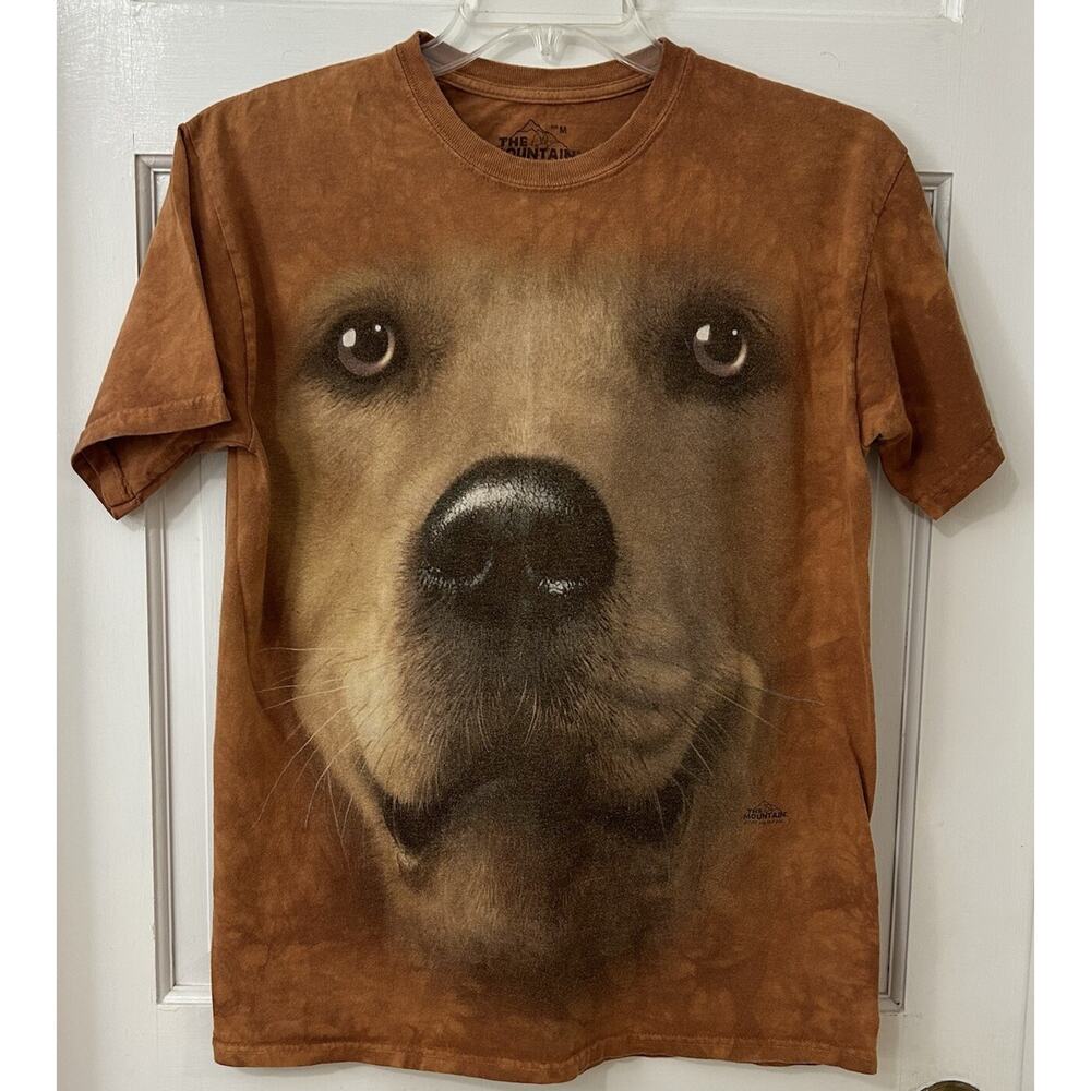 The Mountain Golden Retriever‎ Dog Face Tie Dye Oversized Tee Mens Size M